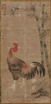 北宋 赵佶 竹鸡图立轴绢本44x90cm