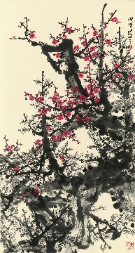 关山月 梅花报春图立轴纸本95x178cm