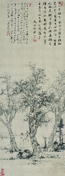 明 沈周 三棵梓树图轴纸本70x189cm