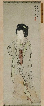 明 唐寅 美人春思图轴111.7×41.7cm