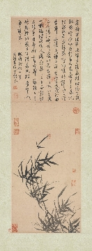 明 文徵明 听竹图轴纸本94.5 x 30.5CM