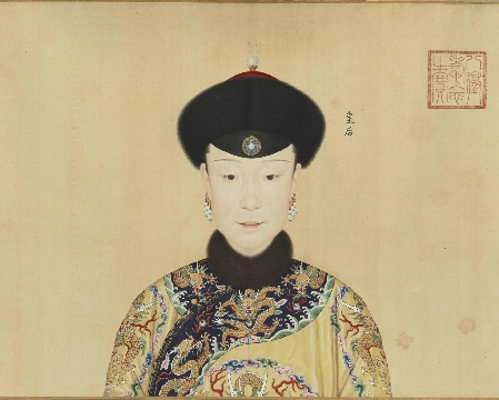 清 郎世宁 皇后座像绢本53.8 x 68CM