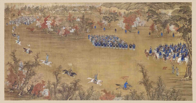 清 郎世宁 马术图页绢本223.4x426.2cm