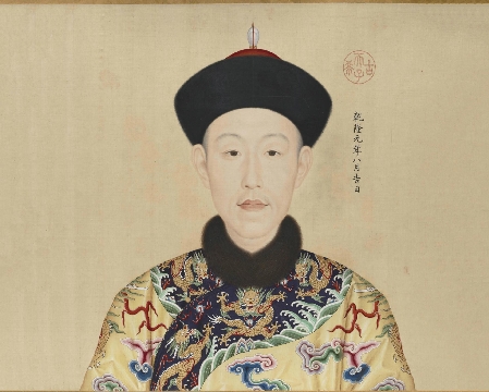 清 郎世宁 乾隆座像绢本53.8 x 68CM