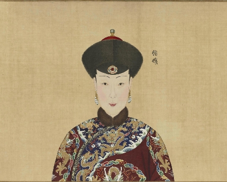 清 郎世宁 循嫔座像绢本53.8 x 68CM