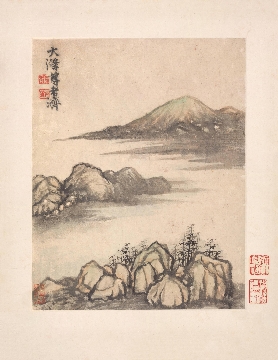 清 石涛 回忆秦淮河山水图轴纸本76X90CM