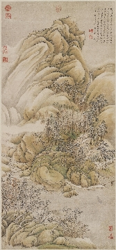 清 王时敏 溪山高隐山水图轴纸本156.2 x 73CM——-