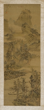 清 袁江 山水立轴绢本40x100cm