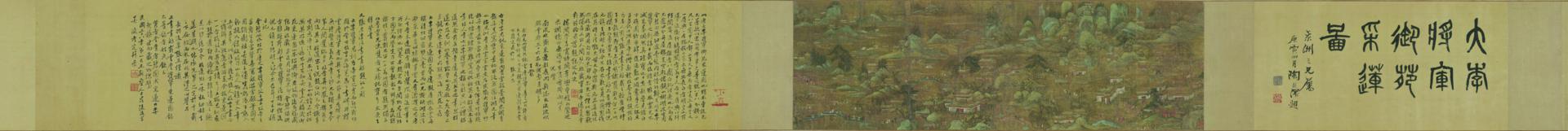 唐 宫苑图卷绢本23.9x77.2cm