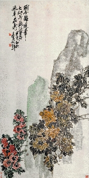 清末 吴昌硕 菊花图纸本30x60cm