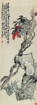 清末 吴昌硕 松柏图图立轴纸本46X132.5cm