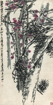 清末 吴昌硕 松梅图 纸本68x135