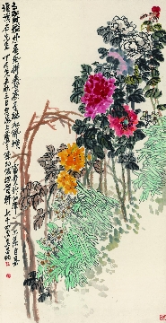 清末 吴昌硕 天竹水仙图立轴纸本90X175cm