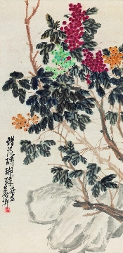 清末 吴昌硕-珊瑚珠图 纸本 46X94.7cm