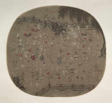 宋 苏汉臣 百子游园图绢本28.7×31.2CM