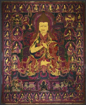 唐卡 佚名 宗喀巴像绢本91.5x75CM