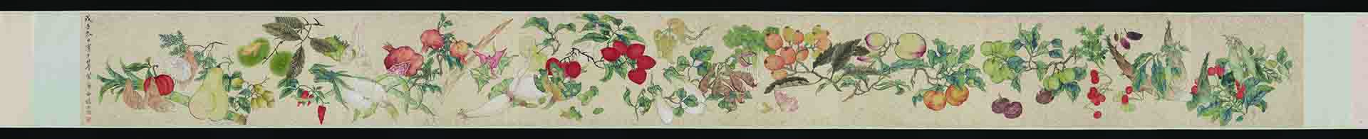 清 顾洛 花卉图卷纸本24.5×263.3