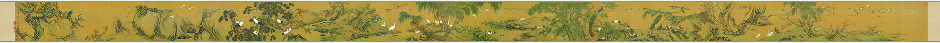 清 沈铨 百鸟朝凤图卷绢本40x933