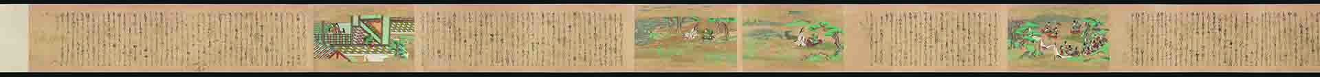 日本 江户时期 乡村故事绘卷(下)描金纸32.7×1888.4