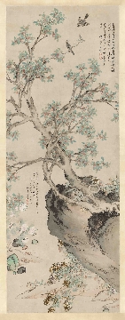 明 沈周 黄菊丹桂图(王澹轩笔意)立轴纸本3971 x 1274cm