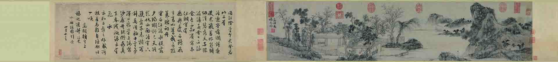 明 文徵明 林榭煎茶图手卷纸本28.6X238.5