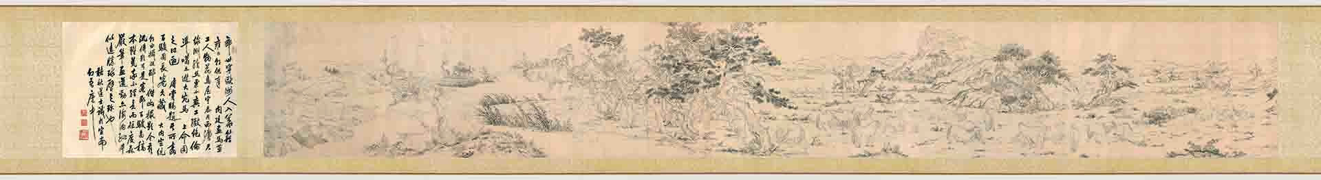 清 郎世宁 百骏图白描稿94x789.3 cm