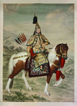 清 郎世宁 乾隆大阅图轴绢本332x232CM