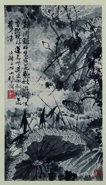 清 石涛 墨荷图轴纸本902x504cm故宫