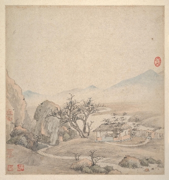 清 王鉴 摩古山水册页 29.8 x 31.4 cm