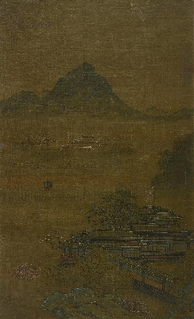 清 袁江 楼台春雾图轴绢本43x72CM