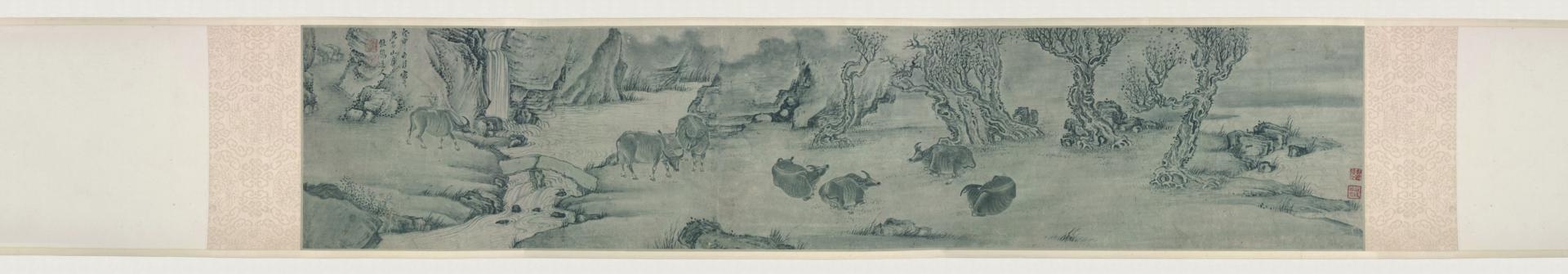 清 张穆 牧牛图卷纸本23.3 x 113 cm