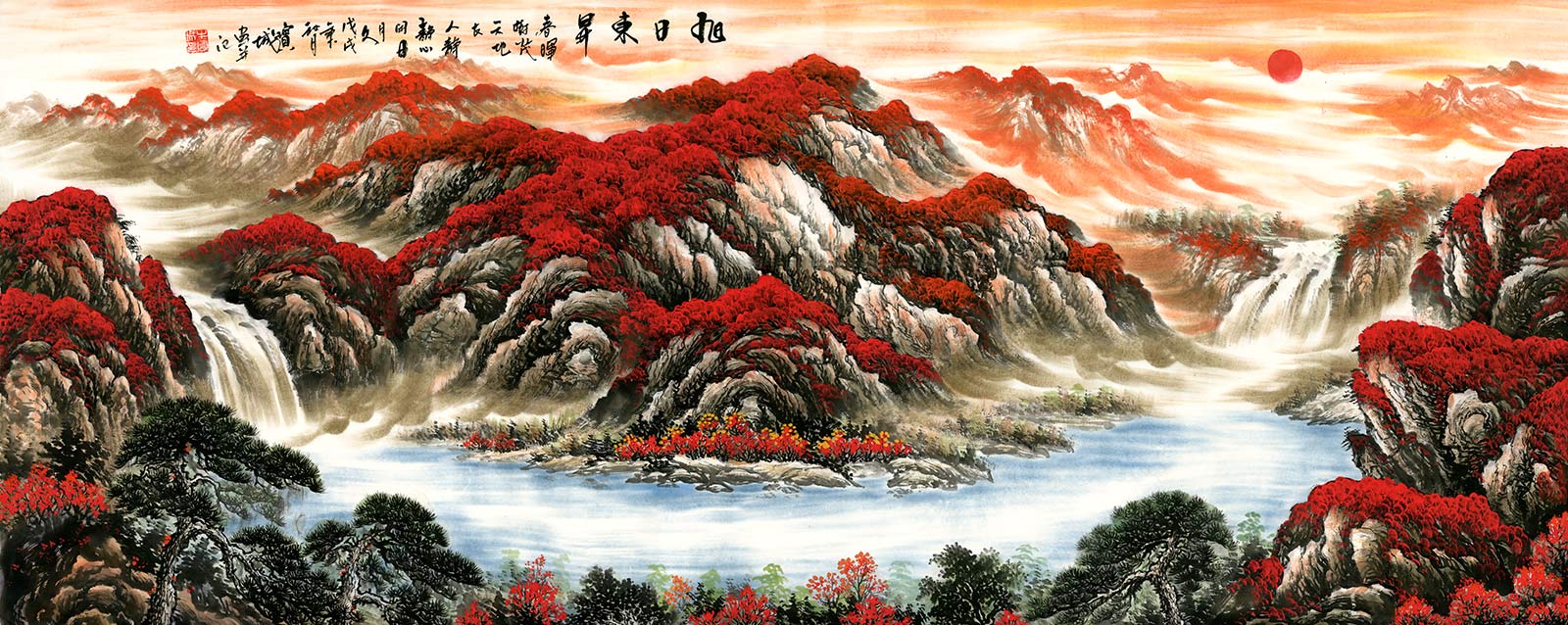 旭日东升-风水风俗画靠山画19