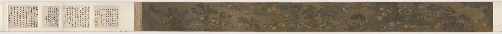 元 赵孟頫 百马图卷绢本37.4×444