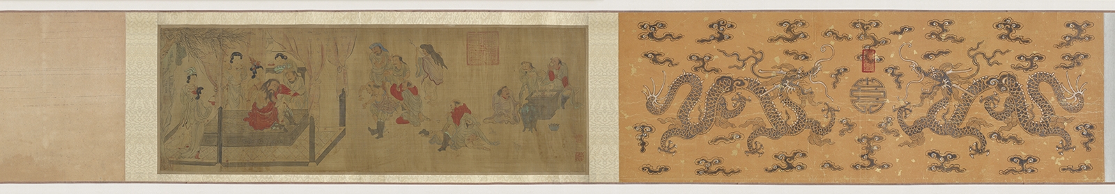 元 张雨 游牧狂欢图卷绢本30.4×89