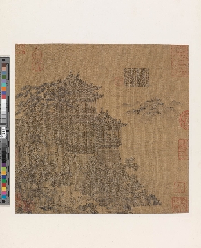 元 夏永 岳阳楼图页绢本24.4x26.2