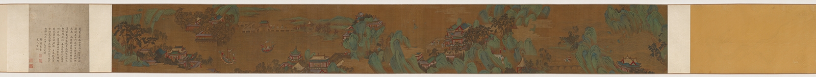 元 王振鹏 蓬莱避暑图卷绢本39.8×327.3