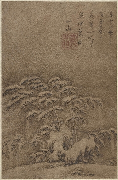 元 檀芝瑞 雪竹图纸本墨笔40.6×59.4