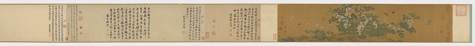 宋 马麟 写生蝴蝶花卉图卷绢本26.9x125.5