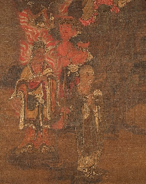 日本镰仓时代 不动明王八大童子像绢本(奈良)-129.6x89.3