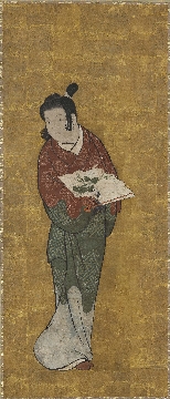 日本 室町时期 人物图轴纸本125.5x52.8