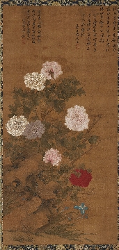 清 恽寿平 牡丹立轴绢本104x49