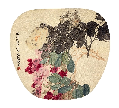 清 赵之谦(1829-1884)春满枝头绢本团扇23