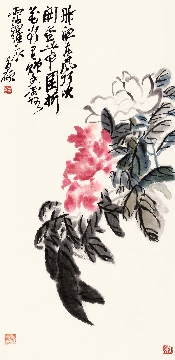 清 吴昌硕 昨夜东风图立轴纸本43x89