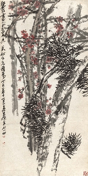 清 吴昌硕 松梅图 原纸本68x135