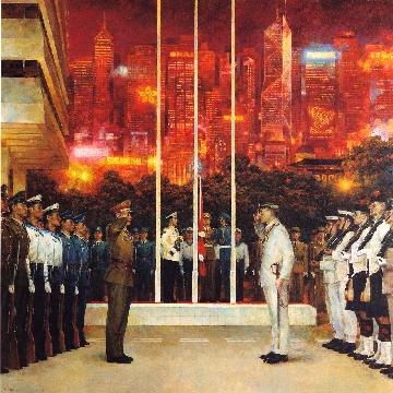 油画香港1997年防务交接