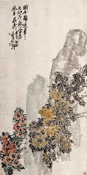 清 吴昌硕 菊花图立轴纸本26x53