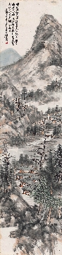 清 吴昌硕  山水图立轴纸本43x176