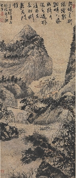 清 石涛 柳溪行舟图纸本103x44香港艺术博物馆