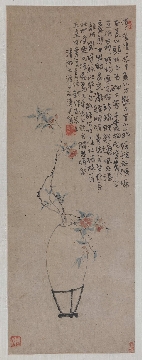 清 石涛 榴花图立轴纸本97.5×35.5郁葆青旧藏