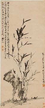 清 李方膺-竹石图立轴纸本53x127